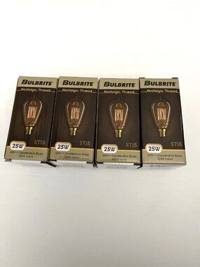 4 Bulbrite 132510 25W ST15 Candelabra E12 Nostalgic Antique Filament Bulb 120V
